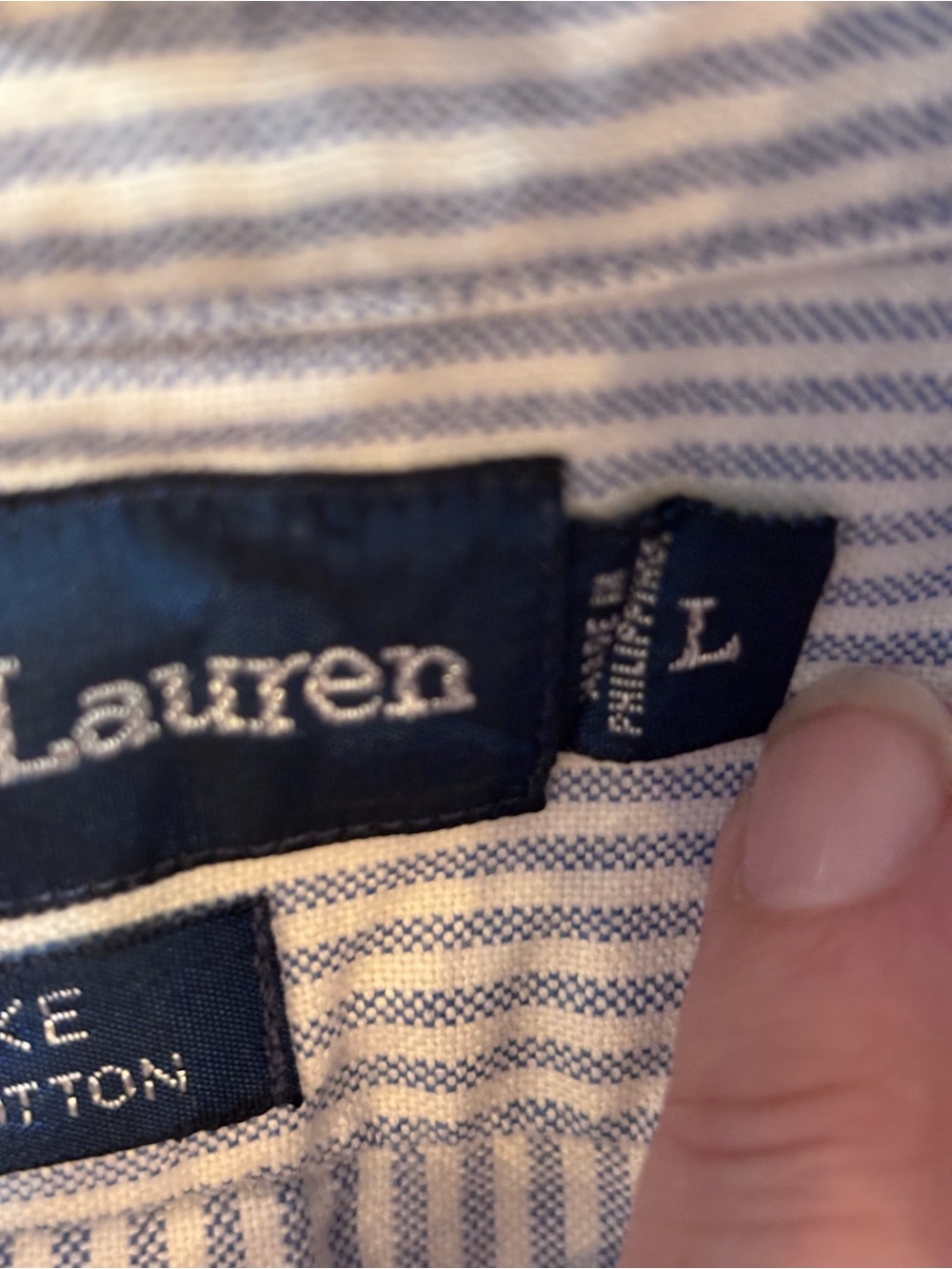 Ralph Lauren Blue and White Striped Button-Down, Vintage Blake, Men’s Large - Picture 6 of 15